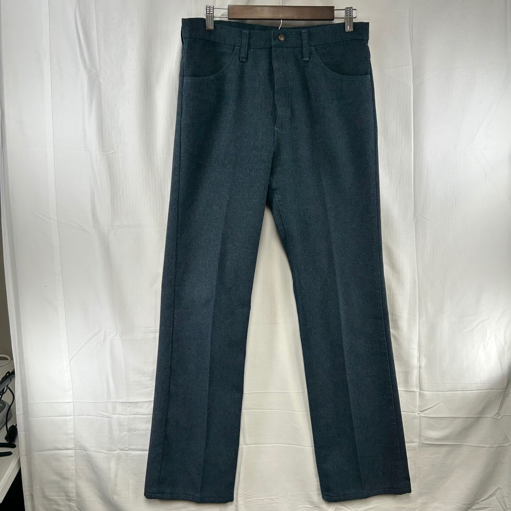 Wrangler Wrancher Dress Jeans Mens 33x34 Blue Gray 82HU Permanent Crease Bootcut